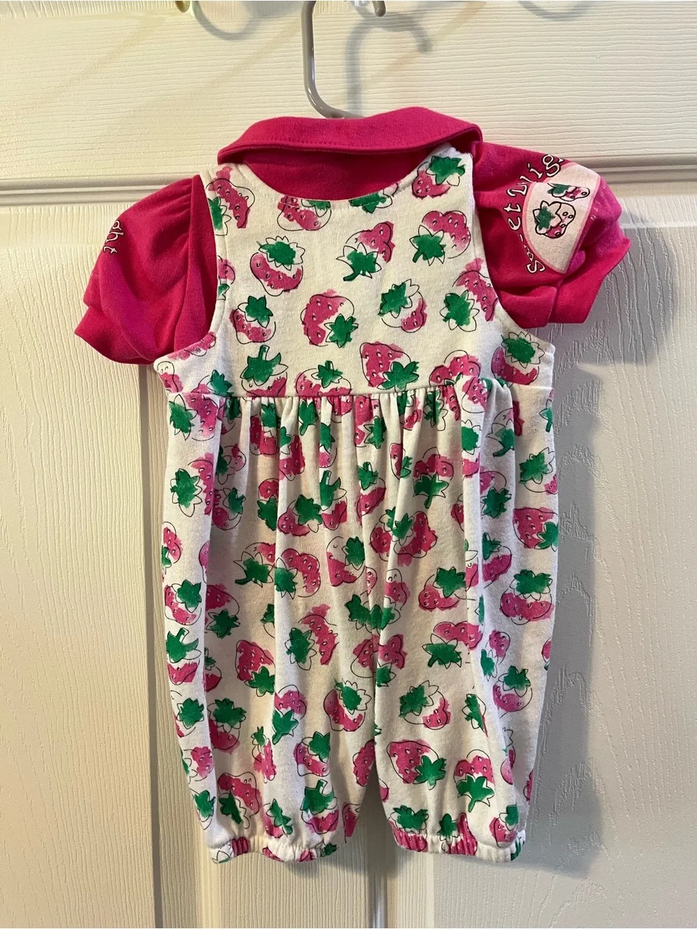 Vintage OshKosh B'gosh Strawberry Bubble Romper & Polo Shirt Set